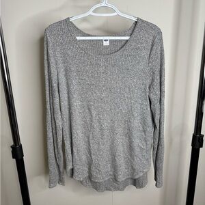 OLD NAVY Size L Light Gray Ribbed Marbled Round neck light sweater